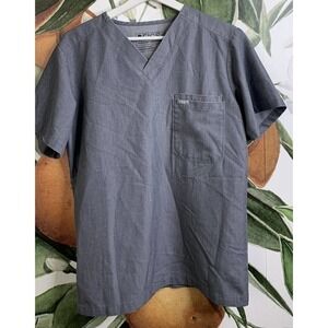 Figs XS Gray V Neck Short Sleeve Scrubs Top